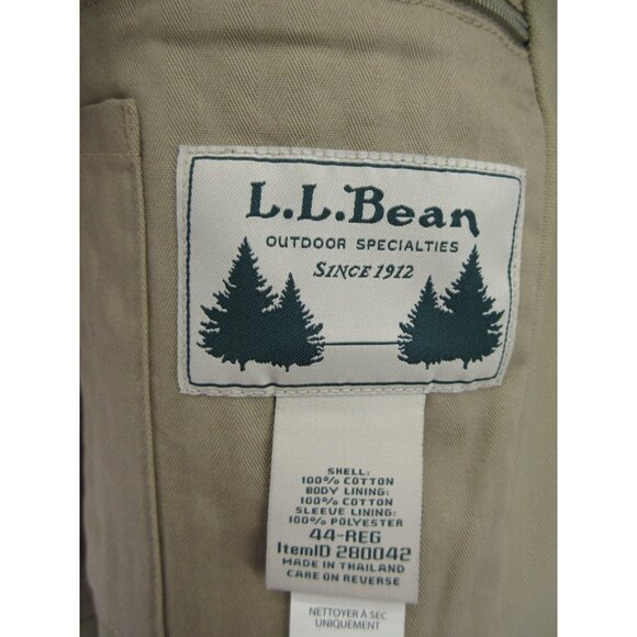LL Bean Sport Coat 44 Blazer Safari Field Jacket Military Elbow Patch - Picture 12 of 13